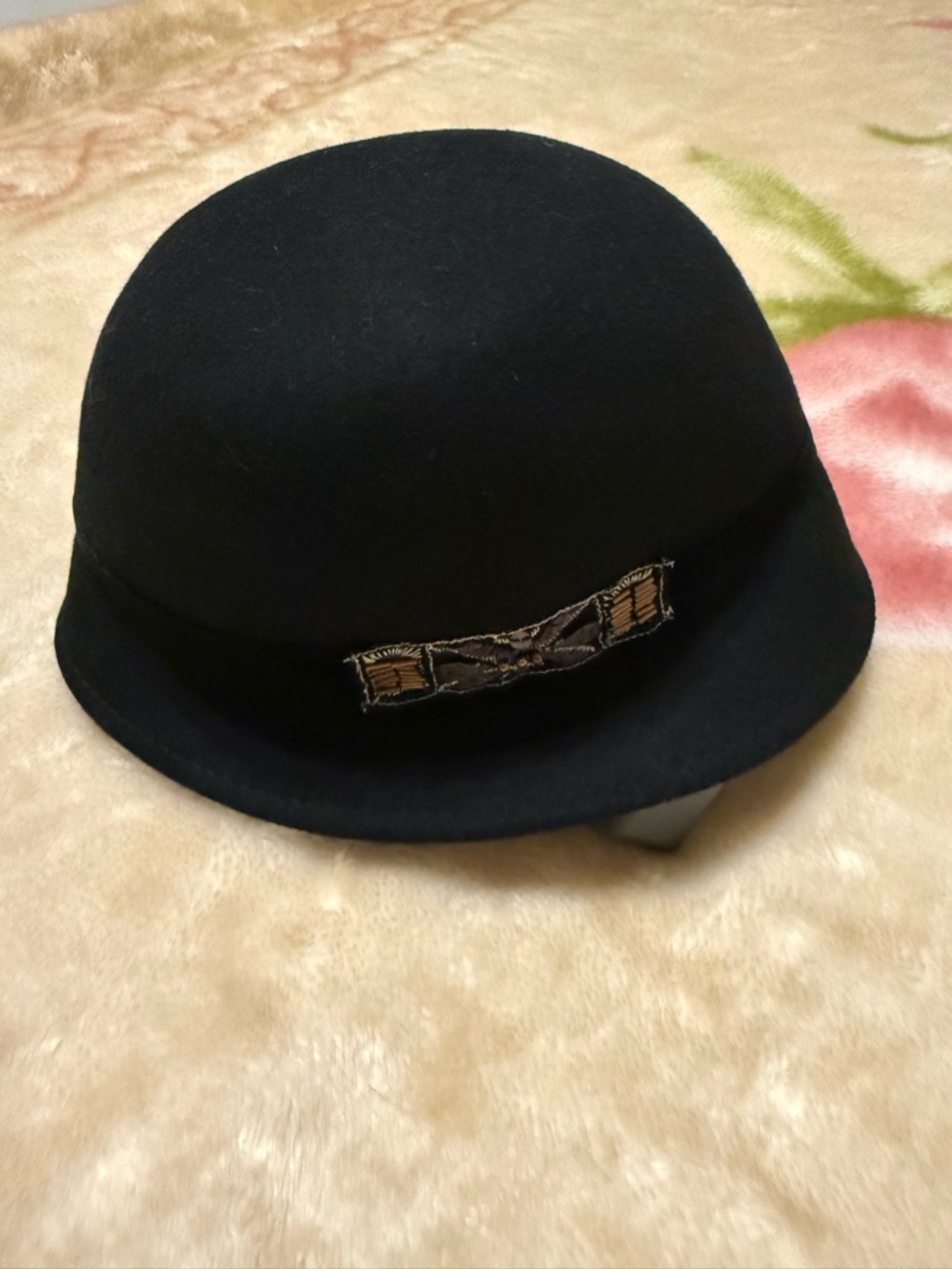 Scala Black Cloche Hat with Decorative Band